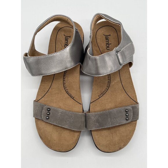 Jambu Morgan Sandals Size 8M Womens Metallic Silver Adjustable Straps Arch Suppo - Picture 6 of 8